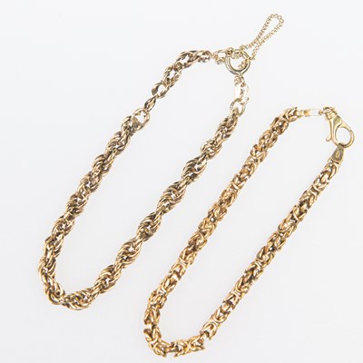 Lot 412 - TWO 9 CARAT GOLD BRACELETS