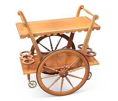 Lot 61 - A VINTAGE TEAK DRINKS TROLLEY