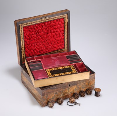 Lot 41 - A VICTORIAN TUNBRIDGE WARE SEWING BOX