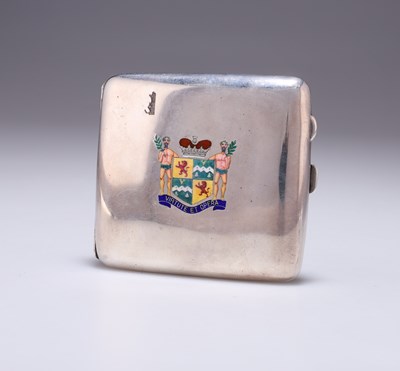 Lot 336 - MASONIC INTEREST: A GEORGE V SILVER AND ENAMEL CIGARETTE CASE