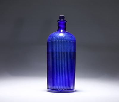 Lot 78 - A VICTORIAN COBALT BLUE GLASS POISON BOTTLE