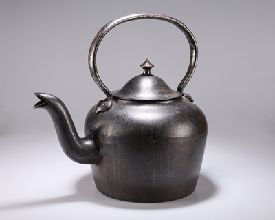 Lot 178 - A LARGE VICTORIAN CAST IRON KETTLE