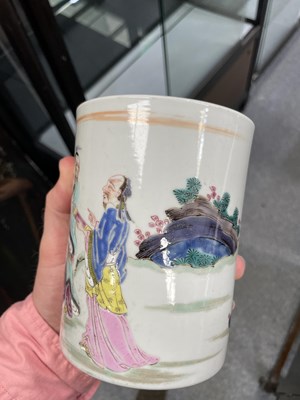 Lot 98 - A CHINESE FAMILLE ROSE BRUSHPOT