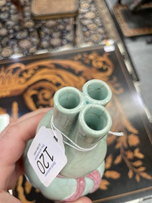 Lot 123 - A CHINESE CELADON GOURD VASE