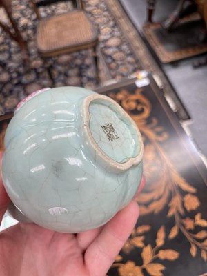 Lot 123 - A CHINESE CELADON GOURD VASE