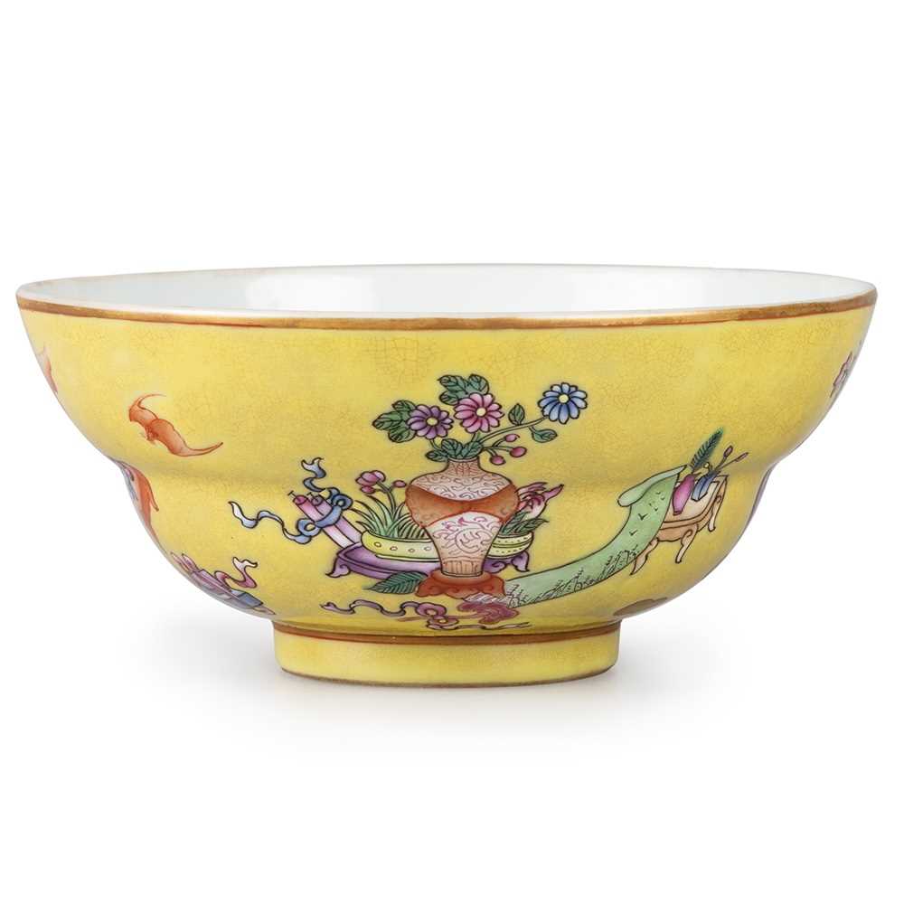 Lot 134 - A CHINESE YELLOW-GROUND BOWL