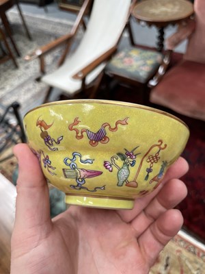 Lot 134 - A CHINESE YELLOW-GROUND BOWL