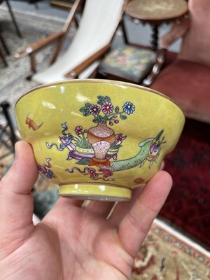 Lot 134 - A CHINESE YELLOW-GROUND BOWL