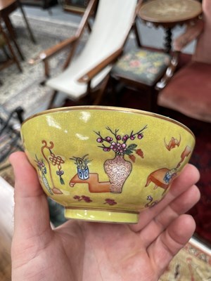 Lot 134 - A CHINESE YELLOW-GROUND BOWL