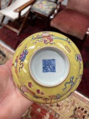 Lot 134 - A CHINESE YELLOW-GROUND BOWL
