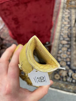 Lot 126 - A CHINESE MUSTARD-GLAZED WALL POCKET