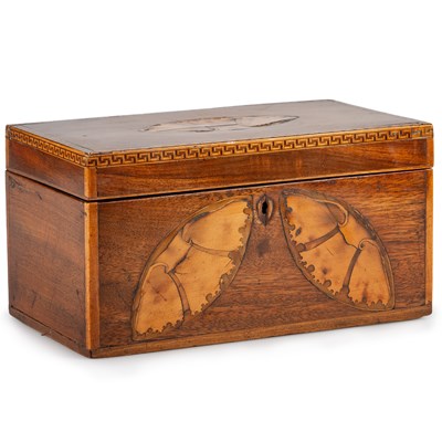 Lot 803 - A GEORGE III INLAID MAHOGANY TEA CADDY