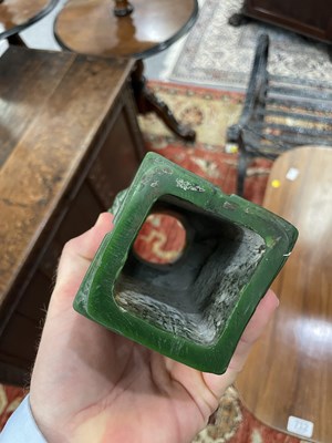 Lot 72 - A CHINESE GREEN-COLOURED CONG VASE