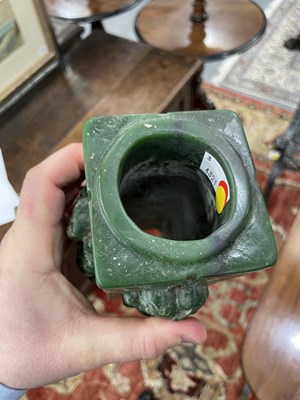 Lot 72 - A CHINESE GREEN-COLOURED CONG VASE