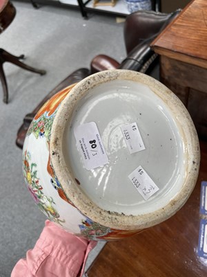Lot 80 - A LARGE PAIR OF CANTONESE FAMILLE ROSE VASES, 19TH CENTURY