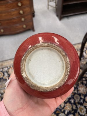 Lot 137 - A CHINESE LANGYAO SANG-DE-BOEUF VASE, QING DYNASTY