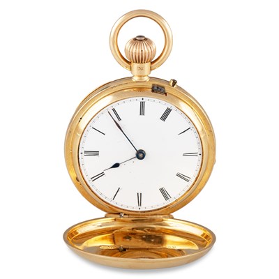 Lot 532 - AN 18CT GOLD HUNTER FOB WATCH