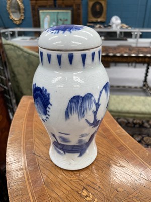 Lot 99 - A CHINESE BLUE AND WHITE PORCELAIN JAR AND COVER, KANGXI PERIOD (1665-1722)