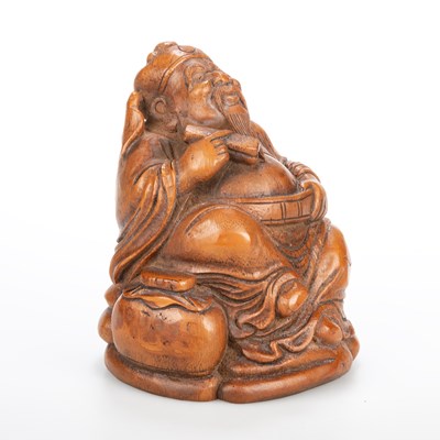 Lot 150 - A CHINESE CARVED HUANGHUALI BUDDHA, QING DYNASTY