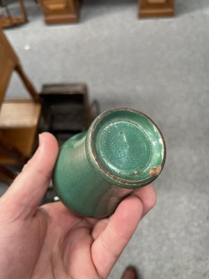 Lot 108 - A CHINESE GREEN CRACKLE GLAZE SMALL VASE