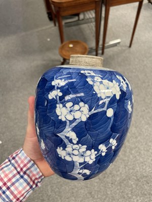Lot 95 - A PAIR OF CHINESE BLUE AND WHITE GINGER JARS, QING DYNASTY