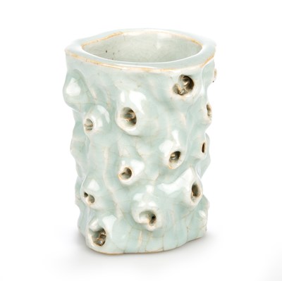 Lot 111 - A CHINESE CELADON BRUSHPOT