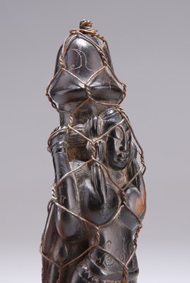 Lot 153 - A JAPANESE HARDWOOD EROTIC CARVING