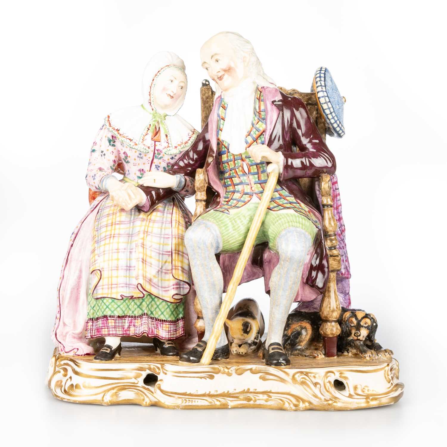 Lot 47 - A RARE MINTON FIGURE GROUP, "JOHN ANDERSON MY JO", CIRCA 1835-40