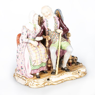 Lot 47 - A RARE MINTON FIGURE GROUP, "JOHN ANDERSON MY JO", CIRCA 1835-40