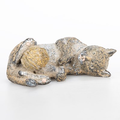 Lot 160 - TWO EARLY 20TH CENTURY COLD PAINTED BRONZE MODELS OF CATS