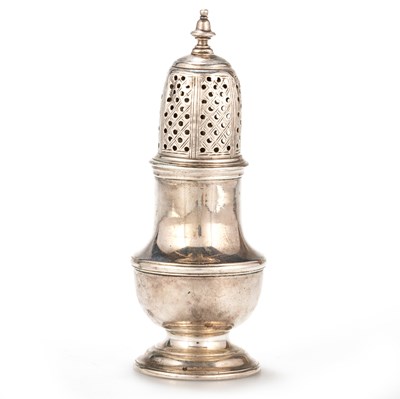 Lot 451 - A SMALL GEORGE II SILVER CASTER