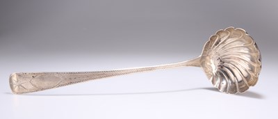Lot 388 - A GEORGE III IRISH SILVER SOUP LADLE