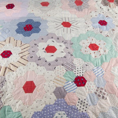 Lot 5 - A LARGE PATCHWORK QUILT, PROBABLY NORTH COUNTRY, 19TH CENTURY
