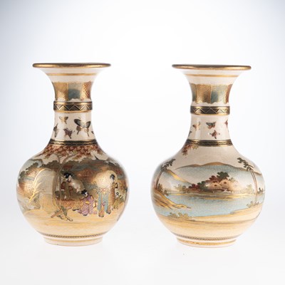 Lot 72 - A PAIR OF JAPANESE SATSUMA VASES