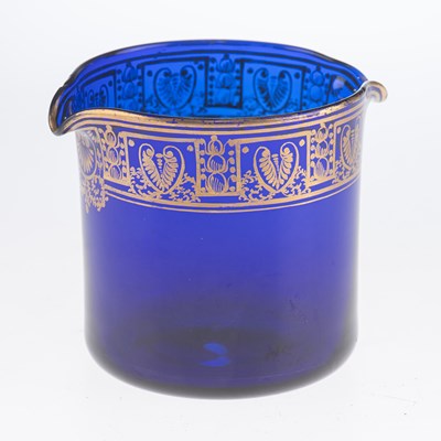Lot 22 - A GILDED BLUE GLASS RINSER, 18TH CENTURY