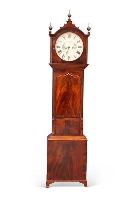 Lot 635 - AN EARLY 19TH CENTURY MAHOGANY 8-DAY LONGCASE CLOCK, BY MONCAS OF LIVERPOOL, CIRCA 1820