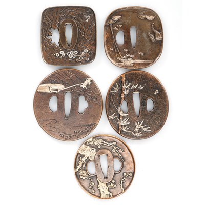 Lot 151 - FIVE JAPANESE BRONZE TSUBAS