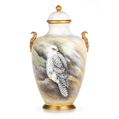 Lot 71 - A CLERMONT FINE CHINA HAND-PAINTED VASE AND COVER