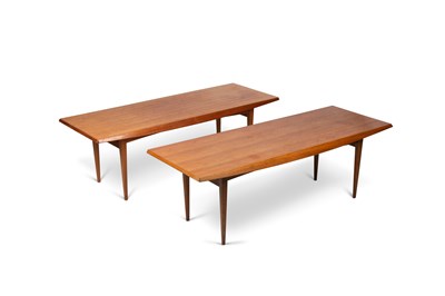 Lot 758 - A PAIR OF GORDON RUSSELL TEAK COFFEE TABLES, BY TREVOR CHINN