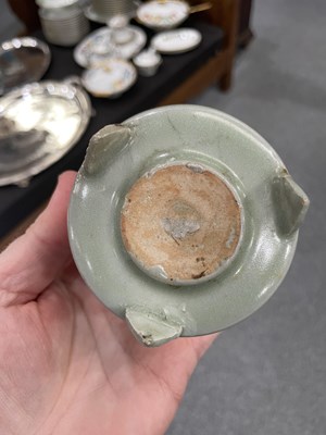 Lot 122 - A CHINESE GE-TYPE VASE, YUHUCHUNPING; A SMALL CHINESE CELADON CENSER AND A CHINESE CELADON VASE