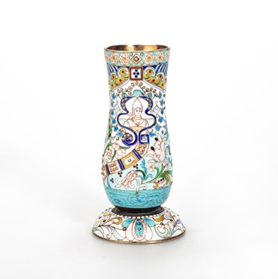 Lot 314B - A RUSSIAN SILVER AND CLOISONNÉ ENAMEL VASE
