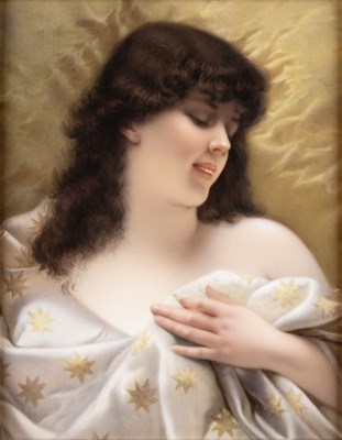 Lot 38 - A BERLIN (K.P.M.) PORCELAIN RECTANGULAR PLAQUE, 'SLEEPING BEAUTY', LATE 19TH CENTURY