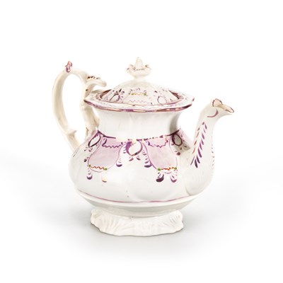 Lot 64 - TWO ENGLISH BONE CHINA TEAPOTS ON STANDS, CIRCA 1815, PROBABLY MASON'S