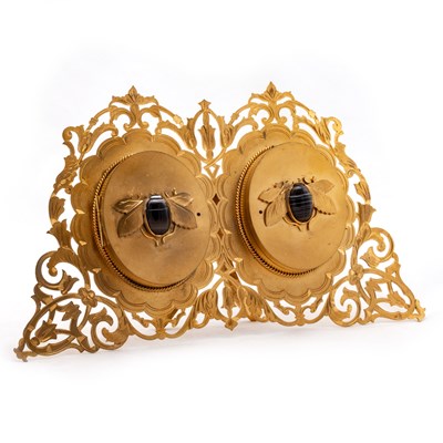 Lot 266B - A 19TH CENTURY BRASS AND BANDED-AGATE DOUBLE PHOTOGRAPH FRAME, BY HOWELL, JAMES & CO, LONDON