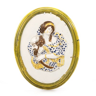 Lot 62 - A PEARLWARE POTTERY PLAQUE, CIRCA 1800