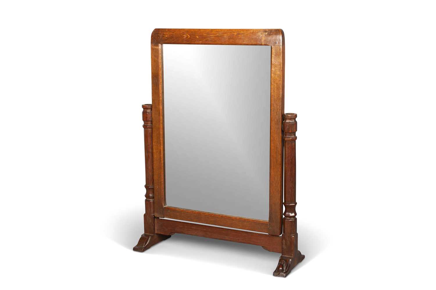 Lot 746 - ROBERT THOMPSON OF KILBURN, AN EARLY MOUSEMAN OAK DRESSING TABLE MIRROR, CIRCA 1930-40