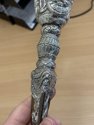 Lot 306 - A TIBETAN SILVER-MOUNTED PHURBA