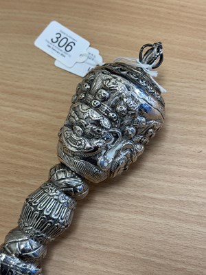 Lot 306 - A TIBETAN SILVER-MOUNTED PHURBA