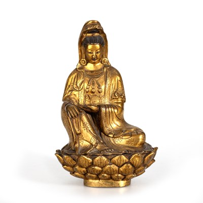 Lot 173 - A TIBETO-CHINESE GILT-BRONZE FIGURE OF A BUDDHA, 18TH/ 19TH CENTURY
