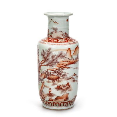 Lot 153 - A CHINESE IRON-RED DECORATED ROULEAU VASE